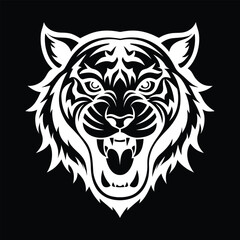Tribal Tiger Face Pattern Illustration