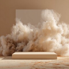 Platform and Dust Cloud in Desert Setting