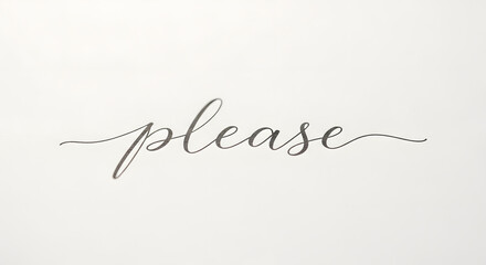Elegant calligraphy spelling out the word 'please' in a flowing script on a white background