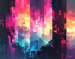 Fototapeta premium Vibrant Abstract Artwork with Bold Colors and Intricate Patterns