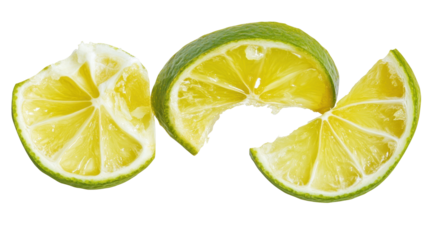 Fresh Lime Fruit Slices With Transparent Background Highlighting Juicy Yellow and Green Colors