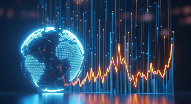 Global Digital Data Trends and Economic Growth Visualization - Powered by Adobe