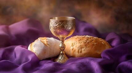 still life with wine and bread