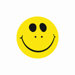Classic Smiley Face Icon with Wide Grin and Black Eyes, Simple Symbol of Happiness and Positive ,yellow Cheerful Design