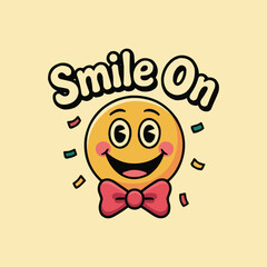 Cheerful Smiley Face with Bow Tie Spreading Positivity and Joyful Vibes, a Fun Celebration