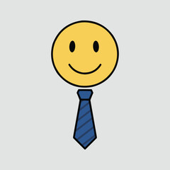 Smiley Face with a Tie A Cartoonish Character Ready for Business or a Humorous Take on Professionalism and Work