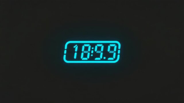 Digital timer displaying time in bright blue neon