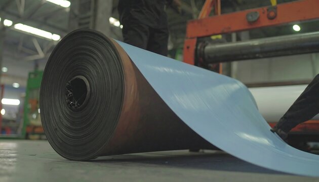 Industrial roll of material being unwound
