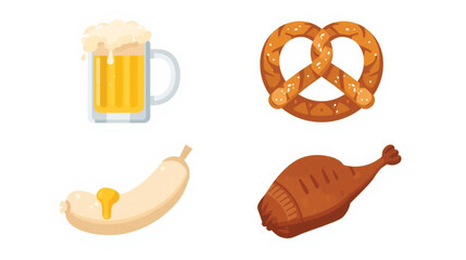 Oktoberfest Banana and Pretzel Icon &ndash; Quirky Bavarian Snack Fusion Vector Design