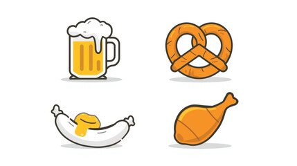 Oktoberfest Beer Mug and Pretzel Icon &ndash; Traditional German Festival Snack Combo Vector