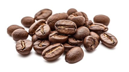 Roasted coffee beans isolated on a white background 