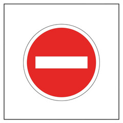 A red circular no entry sign with a white horizontal bar in the center, indicating restricted access for vehicles.