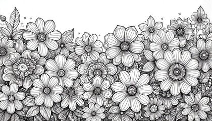 Black and white floral border design