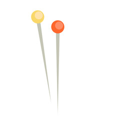 Sewing Pins Illustration with Yellow and Orange Heads