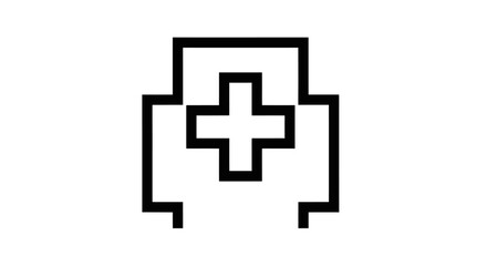 Obraz premium Geometric cross symbol illustration representing health and care with abstract shapes and bold lines