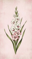 Elegant Floral Arrangement of Flowers on Pink Textured Background