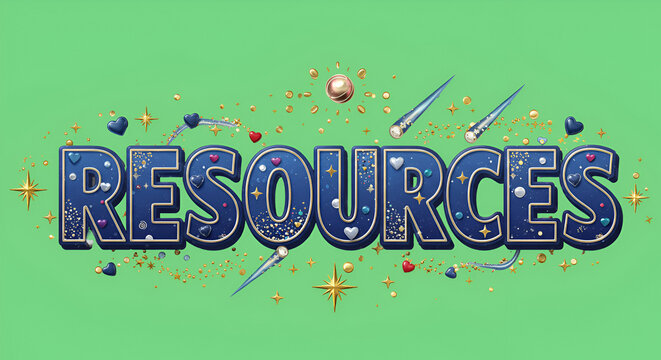 RESOURCES" Text with Festive Decorations