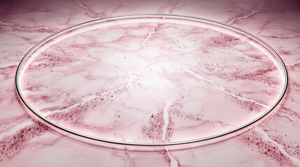 Oval, light-pink marble surface with glowing ring