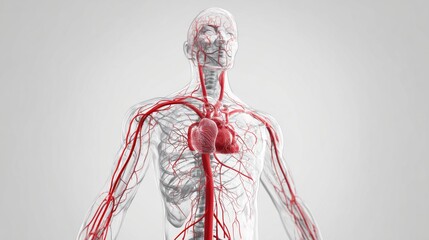 World Thrombosis Day, Medical infographic style illustration of human circulatory system highlighting thrombosis risk areas in red, clear and realistic