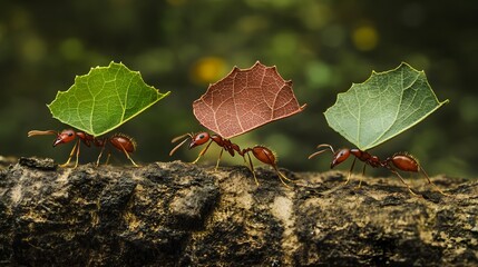 red ant on a leaf