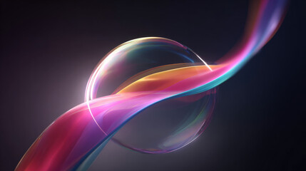 sound wave ribbon transforming into smooth flat line inside bubble visual metaphor illustration concept scene visual for commercial design use high detail quality stock image illustration concept