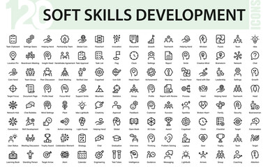 Professional Soft Skills Development Line Icon Set – Modern, Minimal, and Unique Vector Collection for Professional Growth and Learning Skills