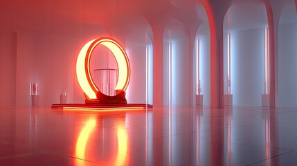 Empty, futuristic, glowing red ring