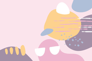 Colorful Pastel Minimalist Background with Abstract Shapes and Lines. Doodle Modern Backdrop
