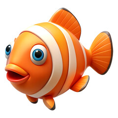 Cartoon clownfish nemo fish tropical ocean sea animal cute underwater marine life aquarium reef illustration, isolated on transparent background