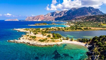 Naklejka premium Panoramic coastal view of a Greek bay