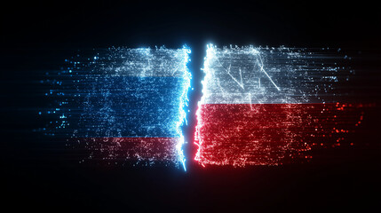 Digital representation of the russian and polish flags virtual environment graphic design conceptual art
