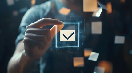 hand pressing button