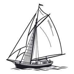 Silhouette Sailing Boat Fill Professional Photo Perfect for Editorial Content