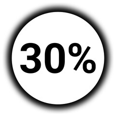 30% discount and  percent black and white round icon