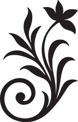 Abstract calligraphic floral swirl silhouette vector for elegant decoration, vintage frames and ornate design.