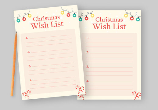 Colorful Minimal Christmas Wishlist Design with Illustration