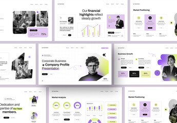 Modern Corporate Business Profile Presentation Template with Purple Accents