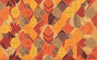Obraz premium Autumn Leaves Illustration Background Seamless Pattern for Textile or Wrapping Paper