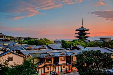 Naklejka premium 旧市街の風景、京都