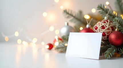 Christmas decoration with a white card and ample copy