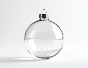Transparent Glass Christmas Ornament – Minimal Holiday Decoration on White Backgroun