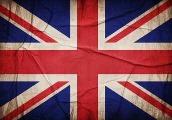 Fototapeta premium Vintage Union Jack Flag Textile with Wrinkled Texture