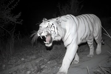 Obraz premium Angry stripeless white tiger