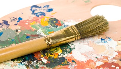 Fototapeta premium Artist's paint palette with brush