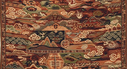 Intricate Oriental Landscape Tapestry Design