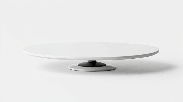 White round turntable, flat top, simple design, on a light background