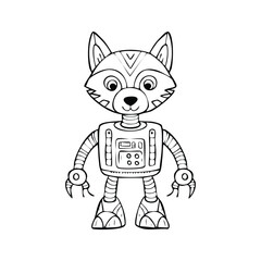 Wolf Robot vector illustration in hand-drawn sketch style with minimalist detail