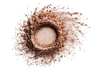 Powdered makeup, crater-like center