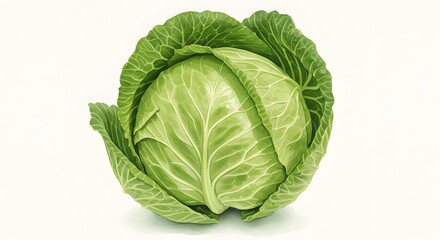 Fototapeta premium Fresh green cabbage with crisp leaves, perfect for healthy recipes and culinary inspiration