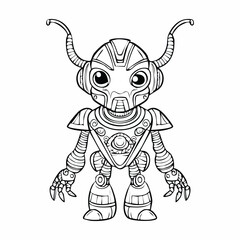 Fototapeta premium Aye-aye Robot vector illustration in hand-drawn sketch style with minimalist detail